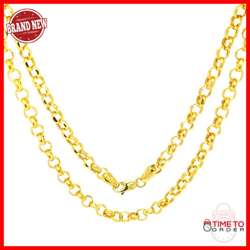 14K Gold Rolo Chain Necklace Lobster Clasp 16-24 Inch Diamond Cut